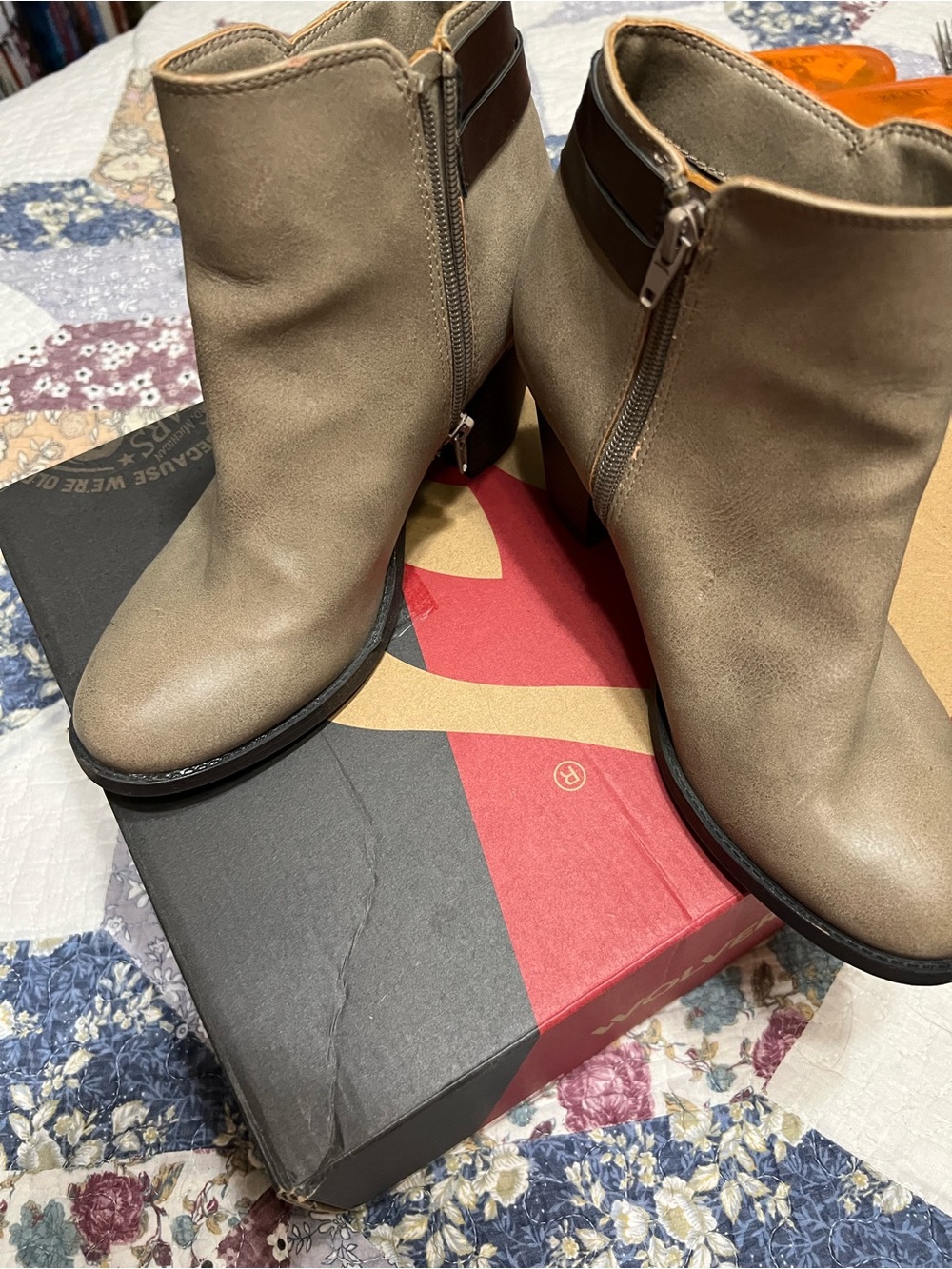 Sugar Taupe Ankle Booties with Side Zip